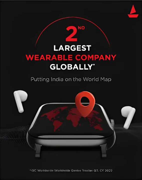 Imagine Marketing (parent company of boAt) now ranks 2nd in the Wearable market globally