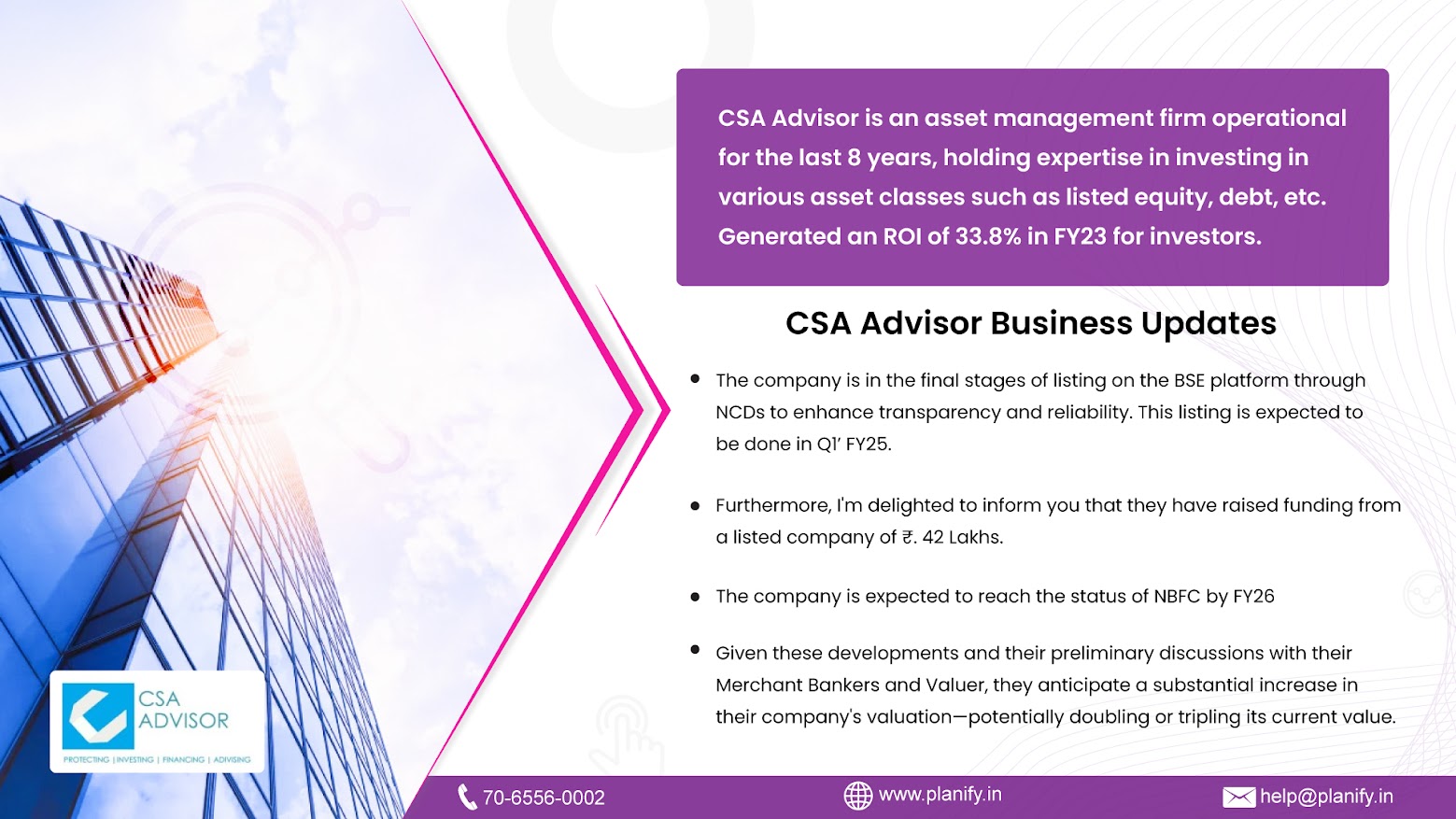 CSA Advisor Business Updates