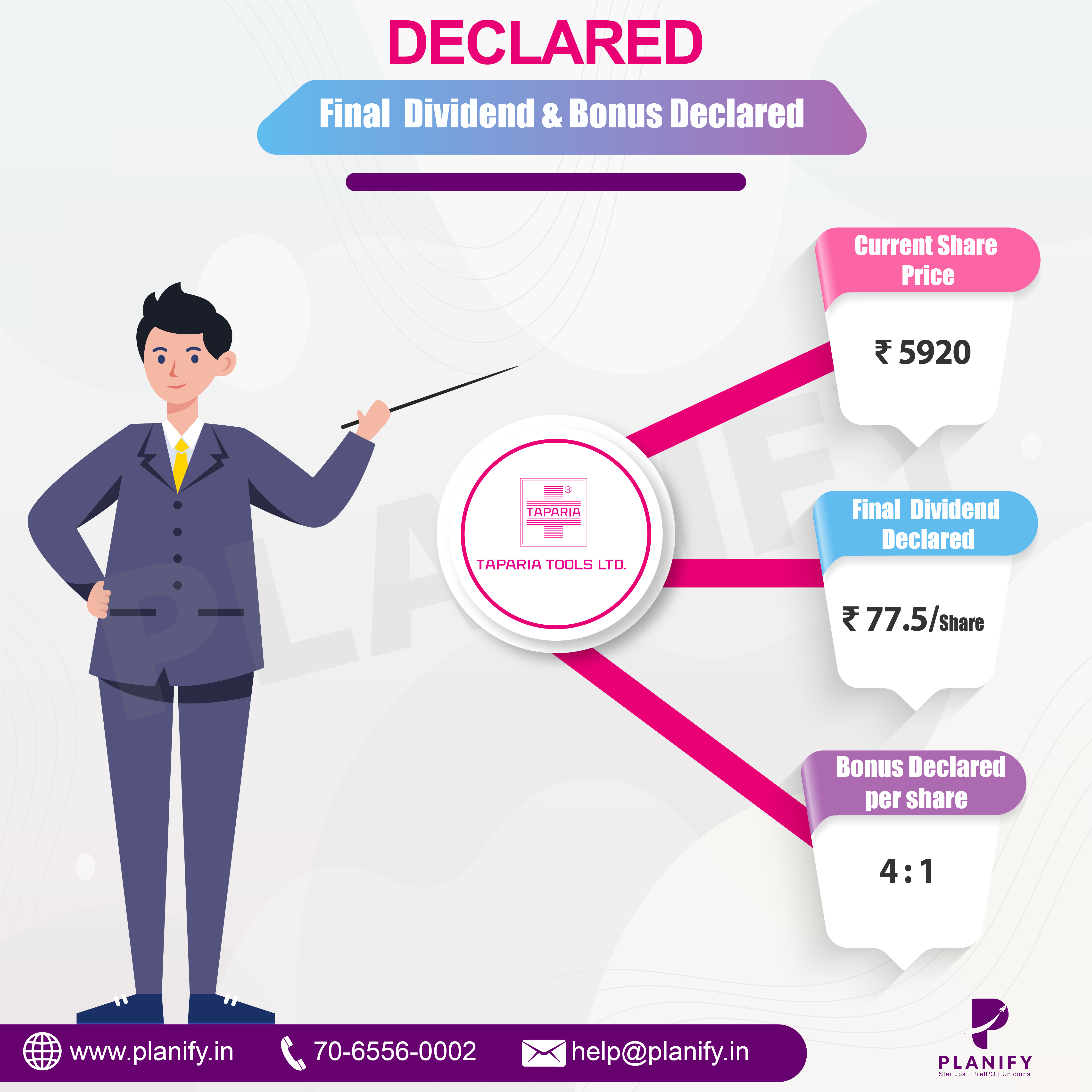 Taparia Tools declare dividend and Bonus Issue
