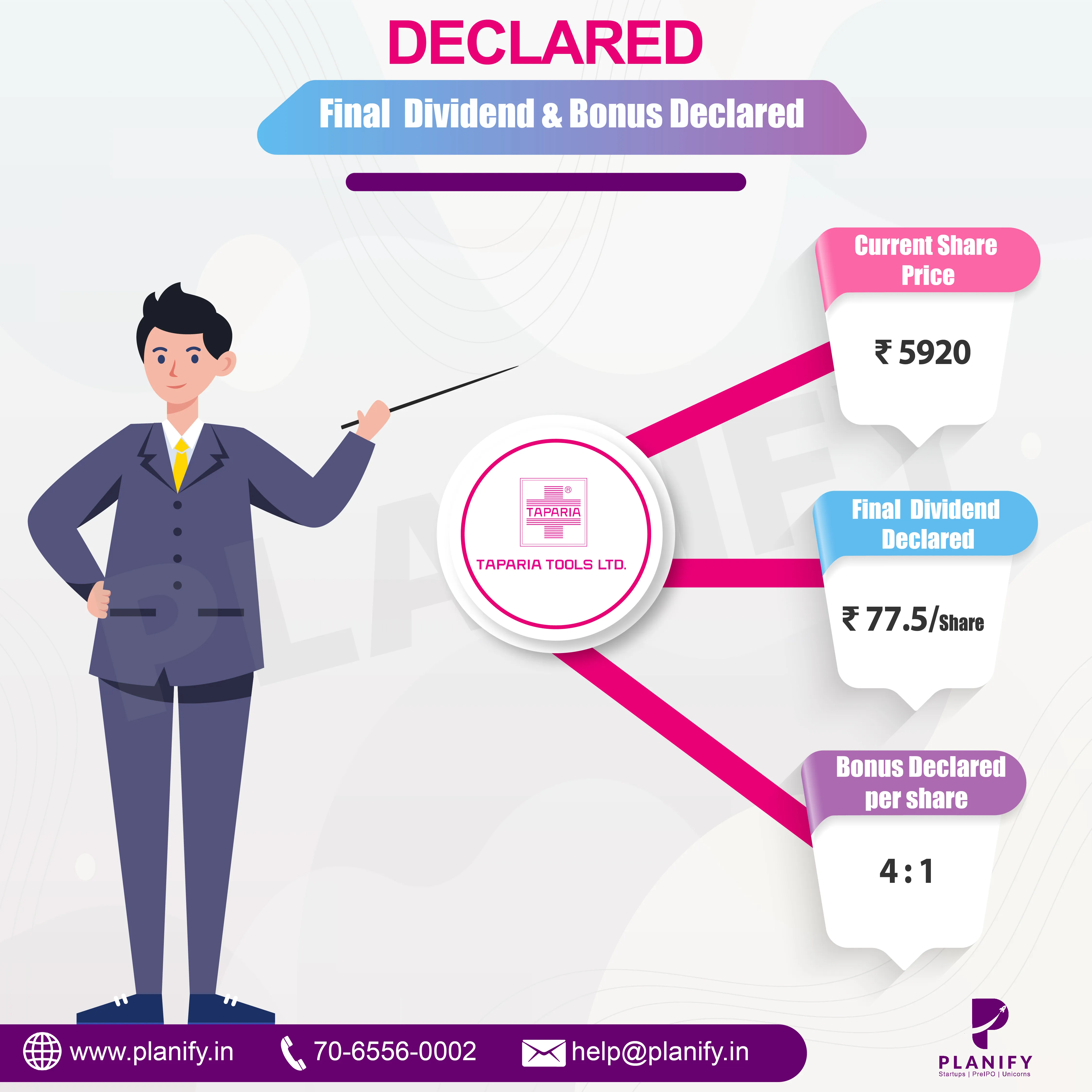 Taparia Tools declare dividend and Bonus Issue