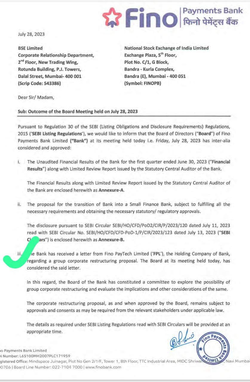 Fino group corporate restructuring